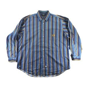 Vintage Ralph Lauren Polo Shirt Men's XL Crest Embroidered Button-Down Striped